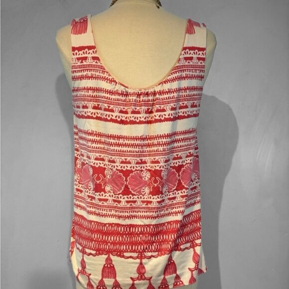Lilly Pulitzer Coral/White Silk Blend Tank Top Size Medium - Picture 4 of 12